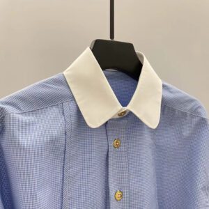 Womens New Blue Lapel Shirt A Niche Designer-Style Short Top