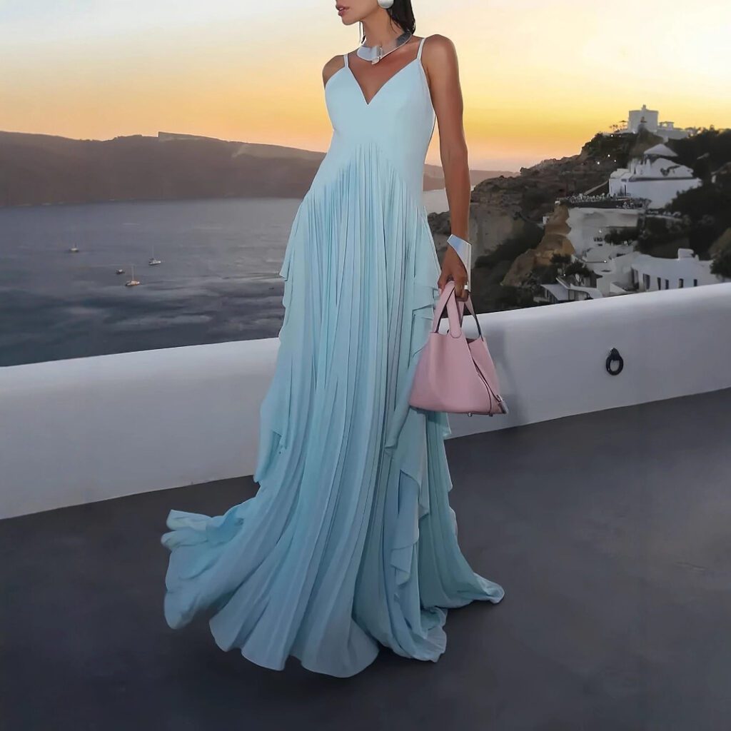 Women's Multi Layer Pleated Maxi Dress