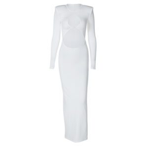 Autumn New Arrival Sexy Chic Hollow-out Long-sleeve Sheath Dress Solid-color Dress