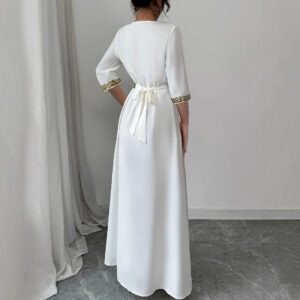 Women’s Lace Tassel Slim Fit Dress Muslim Robe