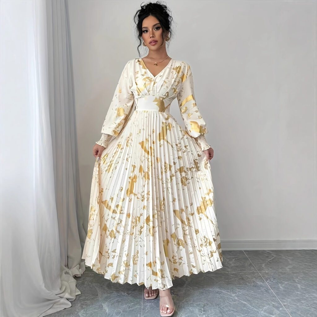 Women's Pullover Long-sleeve V-neck Dress