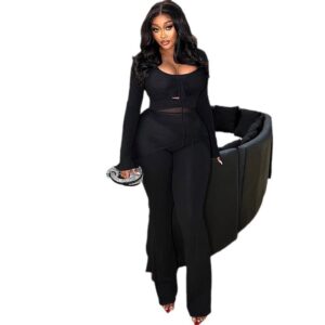 Women’s Solid Color Casual Suit Mesh Stitching