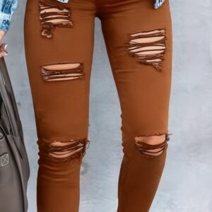 Black And White Stretch Ripped Jeans Women’s Leggings