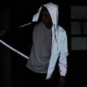 Reflective Jacket Hip Hop Autumn Windbreaker Night Sporting Coat Homme Reflective Mesh Jackets Fluorescent Clothing