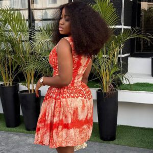 African Women’s Fashion Dress With Pleats Stylish Elegant And Sleeveless