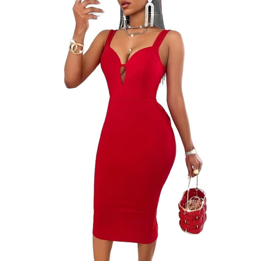 Elegant Dress With Slit Bow And Ruffled Trim – Image 4