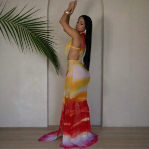 Elegant Gradient-Color Strap Design Bodycon Maxi Dress For Women