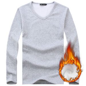 Autumn Winter Men’s Thermal T Shirt Soft Velvet Thick Long Sleeve T-Shirt Men Black White Slim Fit Plus Size 5XL tshirt homme