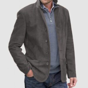Men’s Jacket Winter Stand Collar Button-up Coat Casual Blazer Outerwear Clothing