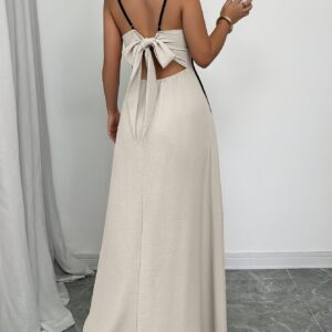Women’s Spaghetti-Strap Backless Colorblock Slip Dress