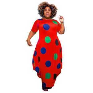 Short-sleeve Printed Loose-fitting Fashionable Women’s Dress