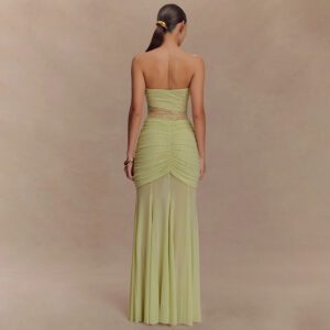 Strapless Lace-panelled Asymmetrical Dress