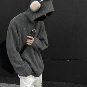 Laid-back Hooded Sweater For Men A Loose Casual Knit Top