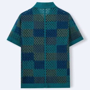 Mens Short-sleeve Cardigan Knit Sweater