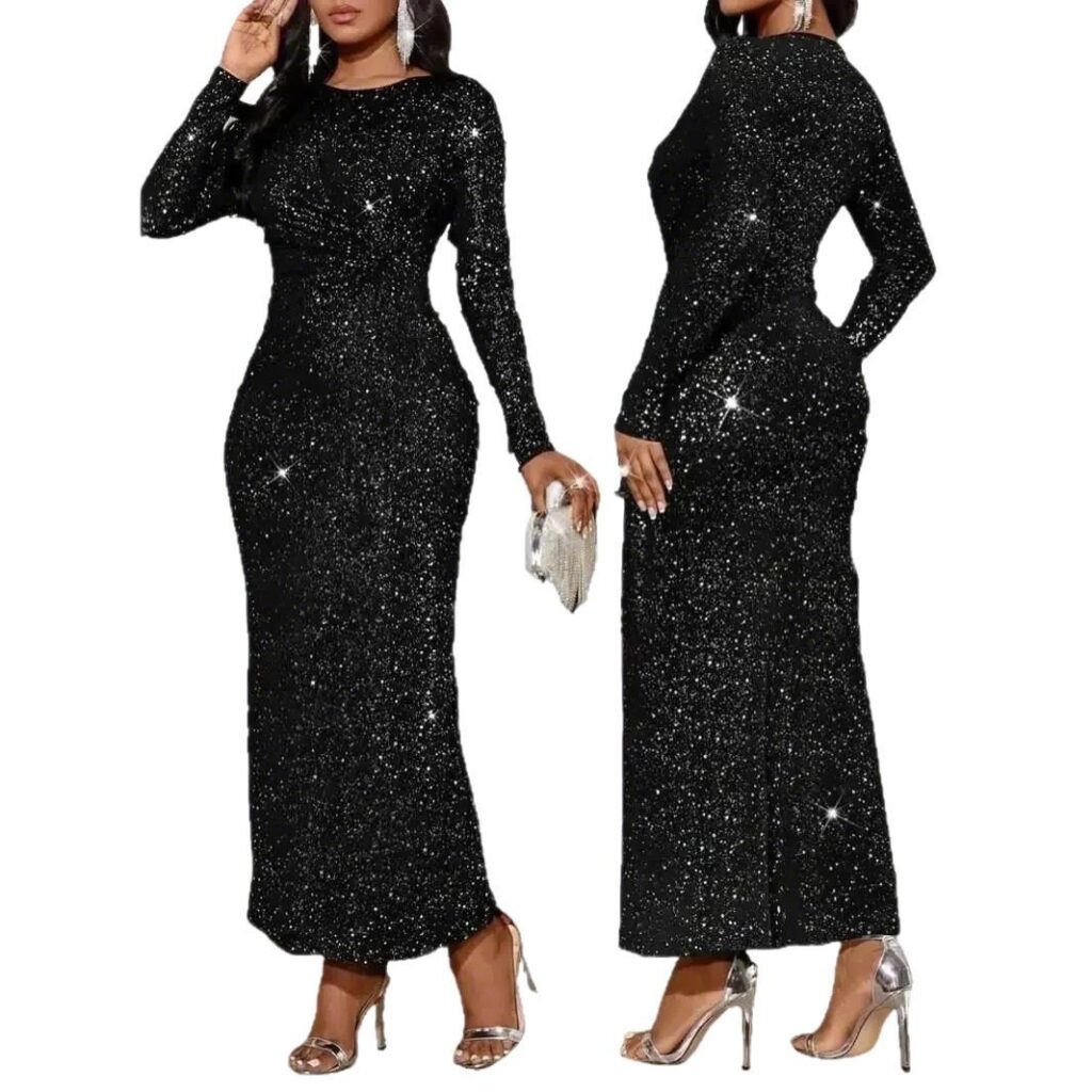Elegant Long-sleeve Sheath Dress With A Cinched Waist