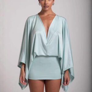 Women's Solid Color And Vneck Stitching Casual Ultra Short Allmatching Dress