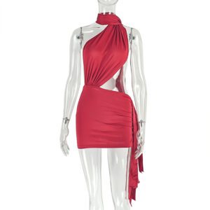 Fashionable Women’s Patchwork Solid-color Backless Sheath Skirt