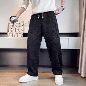 New Starry Sky Slanted-Stripe Loose Straight-Cut Casual Pants