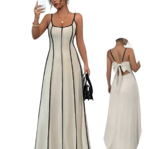 Women’s Spaghetti-Strap Backless Colorblock Slip Dress