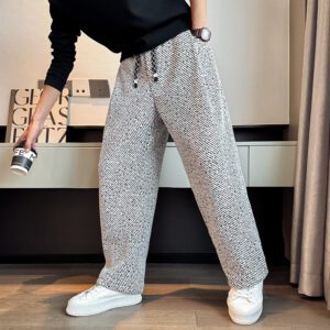New Starry Sky Slanted-Stripe Loose Straight-Cut Casual Pants