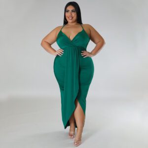 Adjustable-strap Sleeveless V-neck Stretch Dress