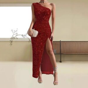 2023 Sexy Strapless Mermaid Sequin Split Dress