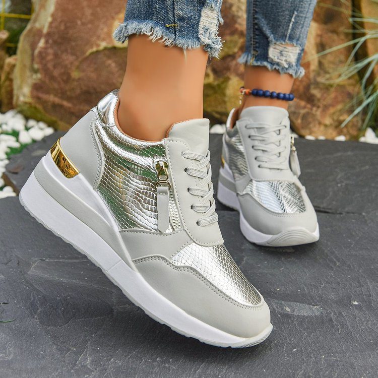 Wedge Soled Height Increasing Casual Sneakers For Women - Image 2