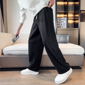 New Starry Sky Slanted-Stripe Loose Straight-Cut Casual Pants