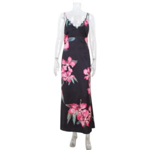Women’s V-neck Strap Maxi Vintage-style Dress