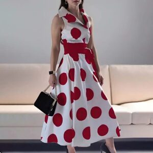 Fashionable Commuter Sexy Loose Polka-Dot Dress