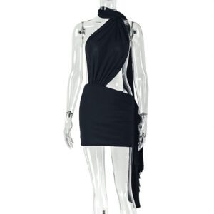 Fashionable Women’s Patchwork Solid-color Backless Sheath Skirt