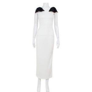 Black-and-white Contrast Sleeveless Sheath Dress