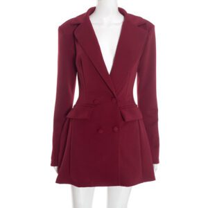 New-style Casual Slim-fit Suit Long-sleeve Bud-shaped Faux-pocket Dress