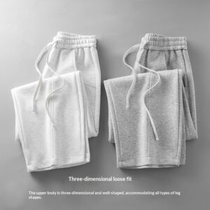 Mens Straight-leg Loose-fit Wide-leg Casual Trousers