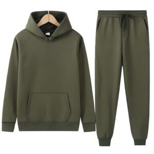 Solid-color Sport Hoodie And Sweatpants Two-piece Set
