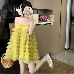 Resort-style Mesh Patchwork Slip Dress For Women