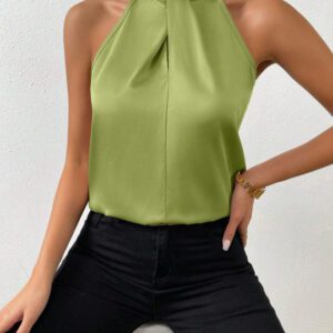 Women’s Satin Halter Sleeveless Vest