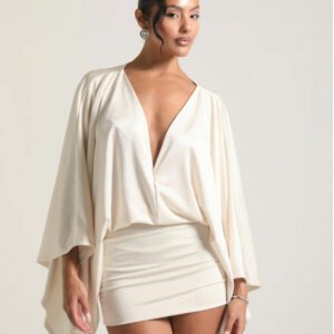 Women’s Solid Color And Vneck Stitching Casual Ultra Short Allmatching Dress