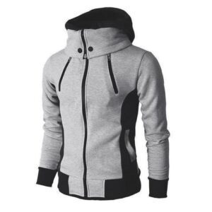 Men’s Zip UP Hooded Jacket Fake Two Piece Sports Cardigan Casual Slim Sweatshirt Jacket