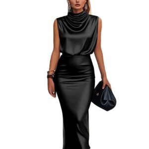 New Women’s Solid Color Loose Fit Satin Casual Dress