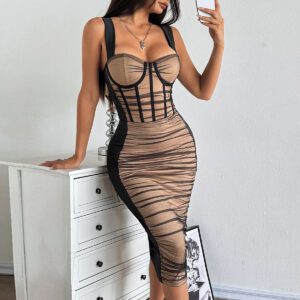 Women’s Patchwork Sheer Mesh Dress