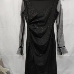 Hot-stone-embellished V-neck Sheath Mesh Dress For Women