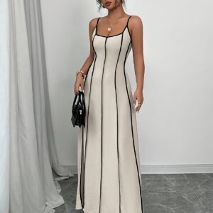 Women’s Spaghetti-Strap Backless Colorblock Slip Dress