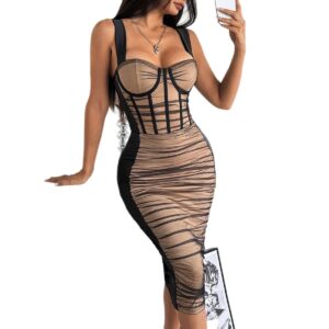 Women’s Patchwork Sheer Mesh Dress