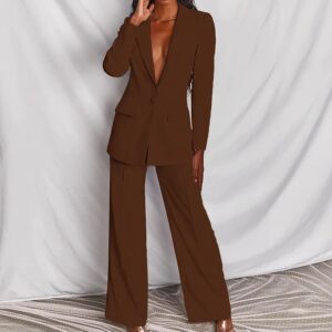 2pcs Casual Suit Lapel Button-down Blazer Jacket And Straight-leg Pants Office Commuting Business Trousers Set Clothing