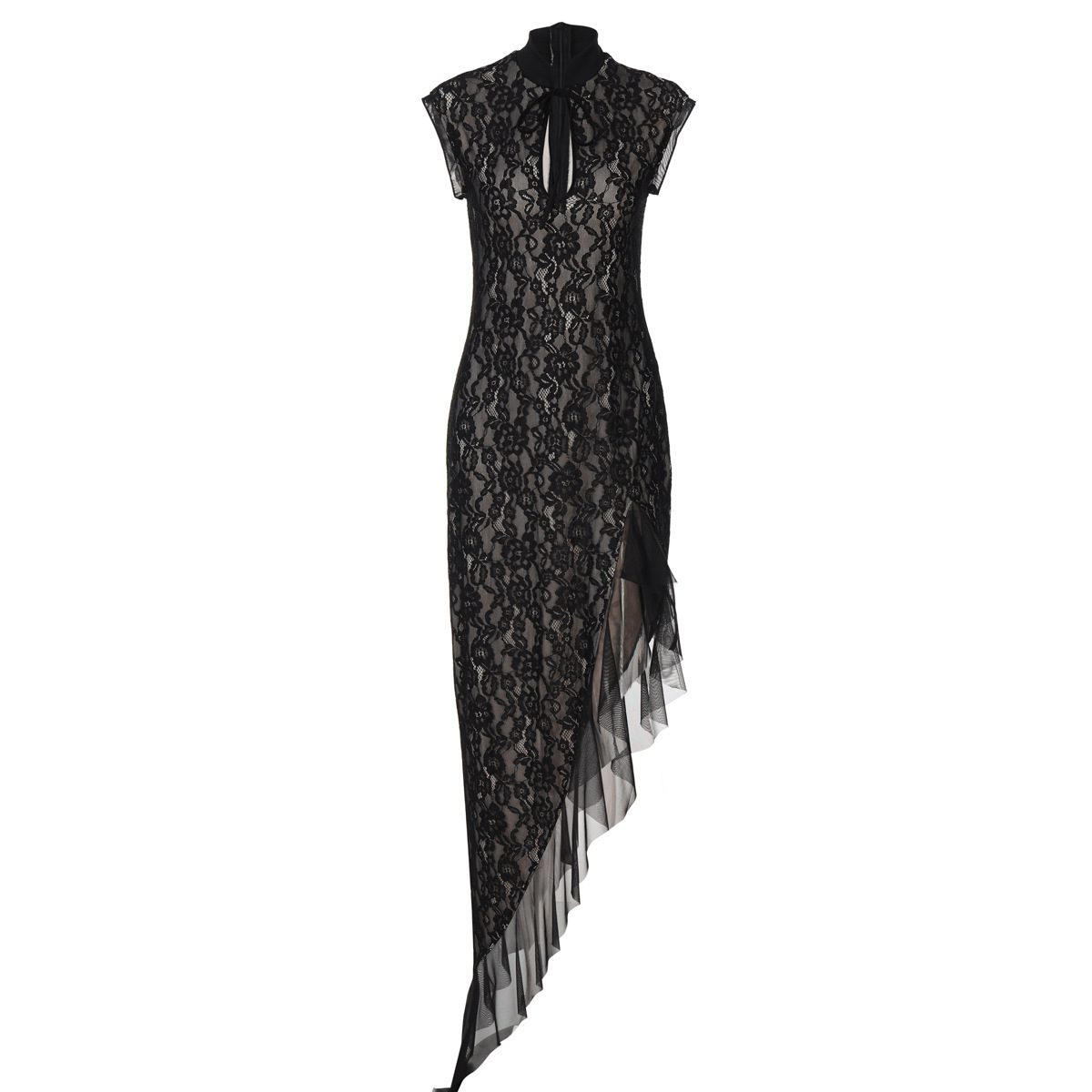 Mesh Sheer Lace Slim-fit Sleeveless Dress - Image 2