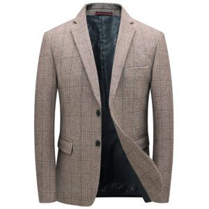 Stylish Gray Plaid Single-breasted Blazer