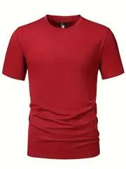 Mens Fashion Sports T-Shirt Casual Stretch Crew Neck