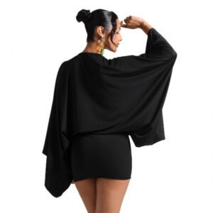 Women’s Solid Color And Vneck Stitching Casual Ultra Short Allmatching Dress