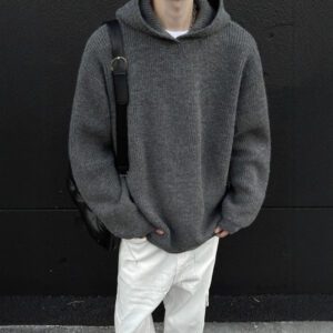 Laid-back Hooded Sweater For Men A Loose Casual Knit Top